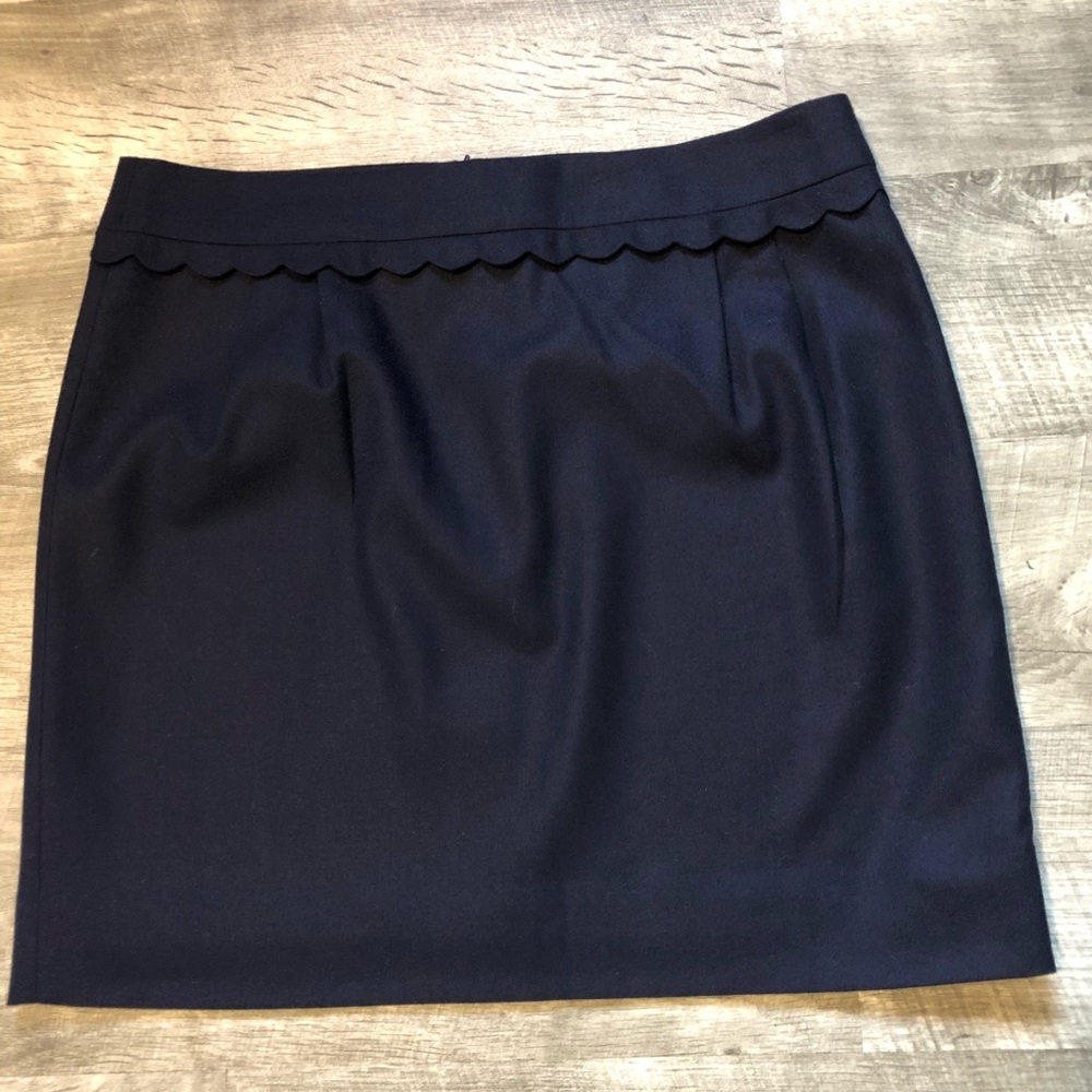 J. Crew Navy Scalloped Waist Pencil Skirt